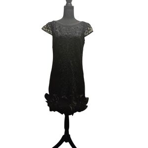 Guess Black Ruffled Sheath Mini Dress